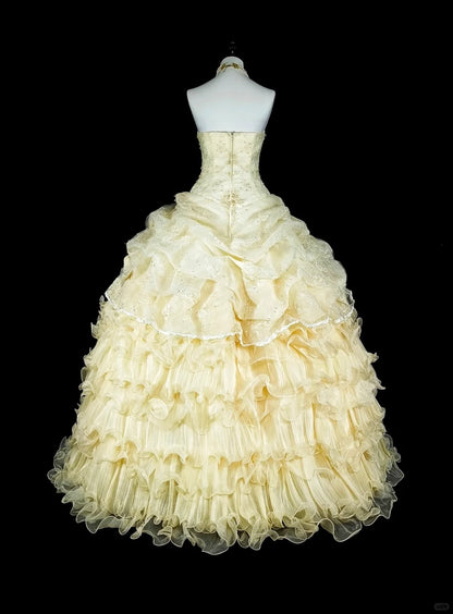 Bescheidene Ballkleider Gelb Trägerlos Ärmellos Sweet 16 Kleid Formelle Abendgarderobe N3514