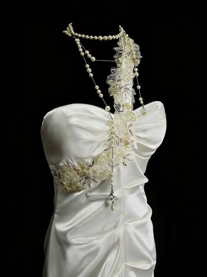 Vintage Mermaid One Shoulder White Backless Summer Formal For Women Girls Teens Prom Dresses N2236