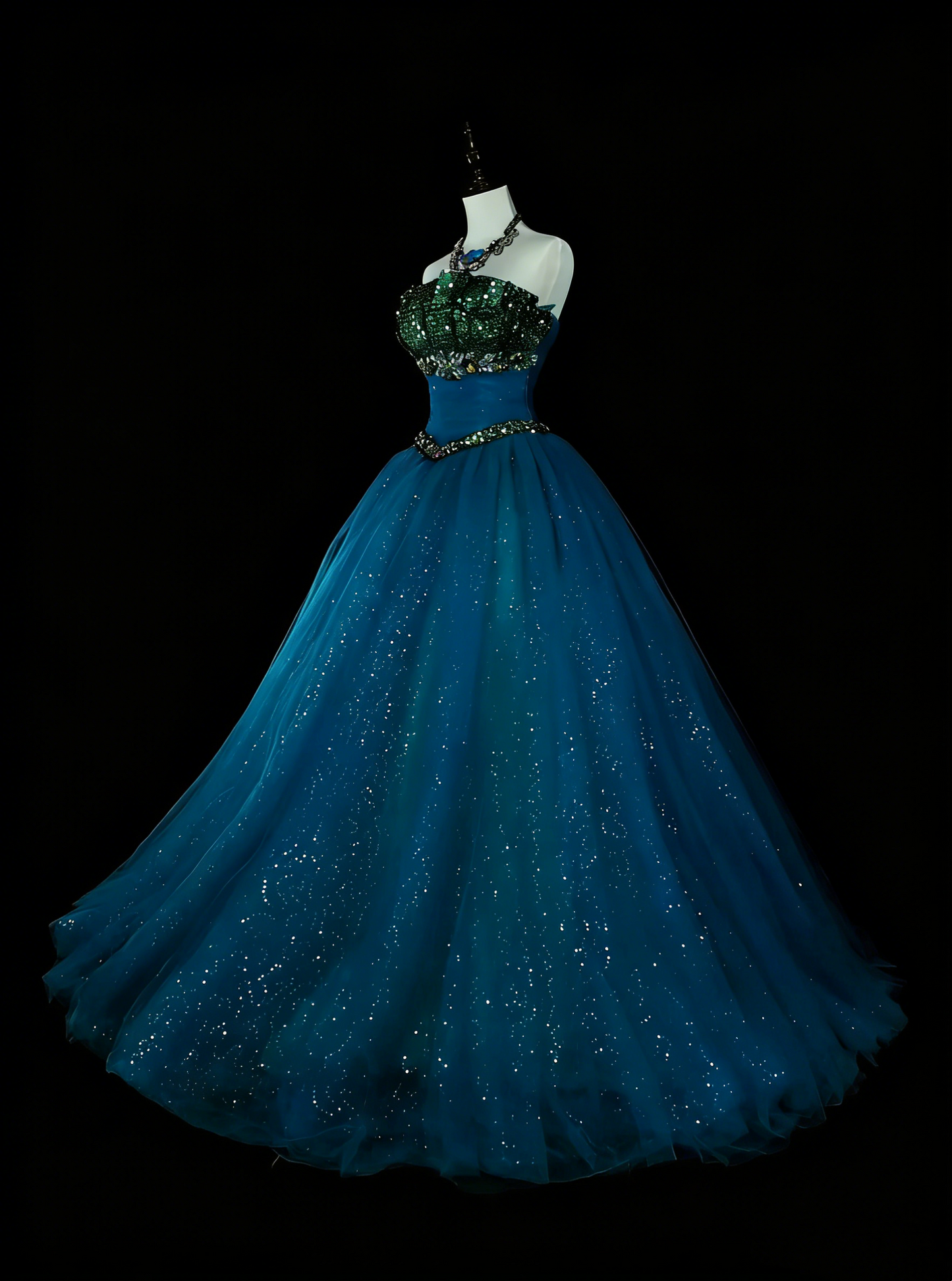 Vintage Ballkleid, trägerlos, blauer Tüll, Sweet 16 Kleider, Quinceañera Kleid, lang, Vestidos De Fiesta N1478