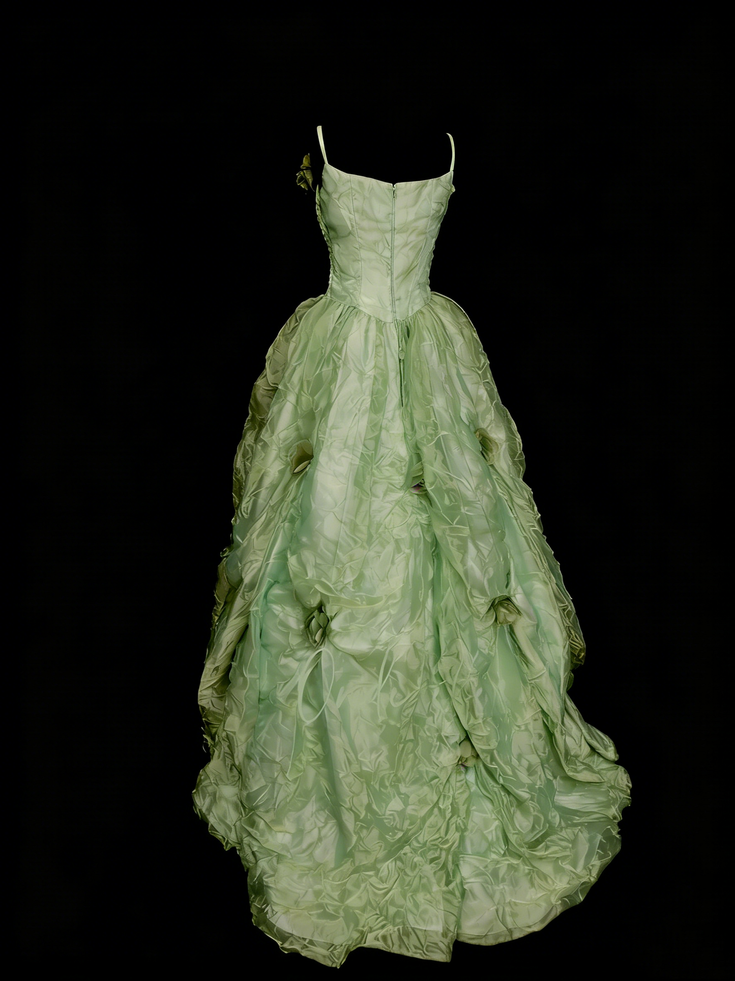 Robe de bal élégante à fines bretelles vert menthe, idéale pour une soirée étudiante ou une remise de diplômes (N1158)