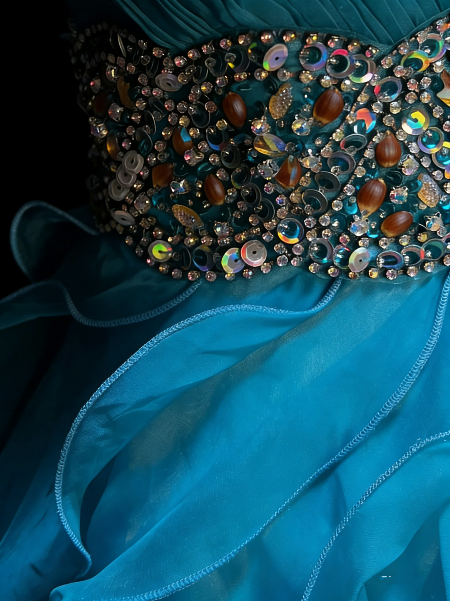 Robe de bal mignonne à décolleté cœur bleu à volants, courte, tenue de bal de fin d'année, robe de cocktail pour le collège, N1194