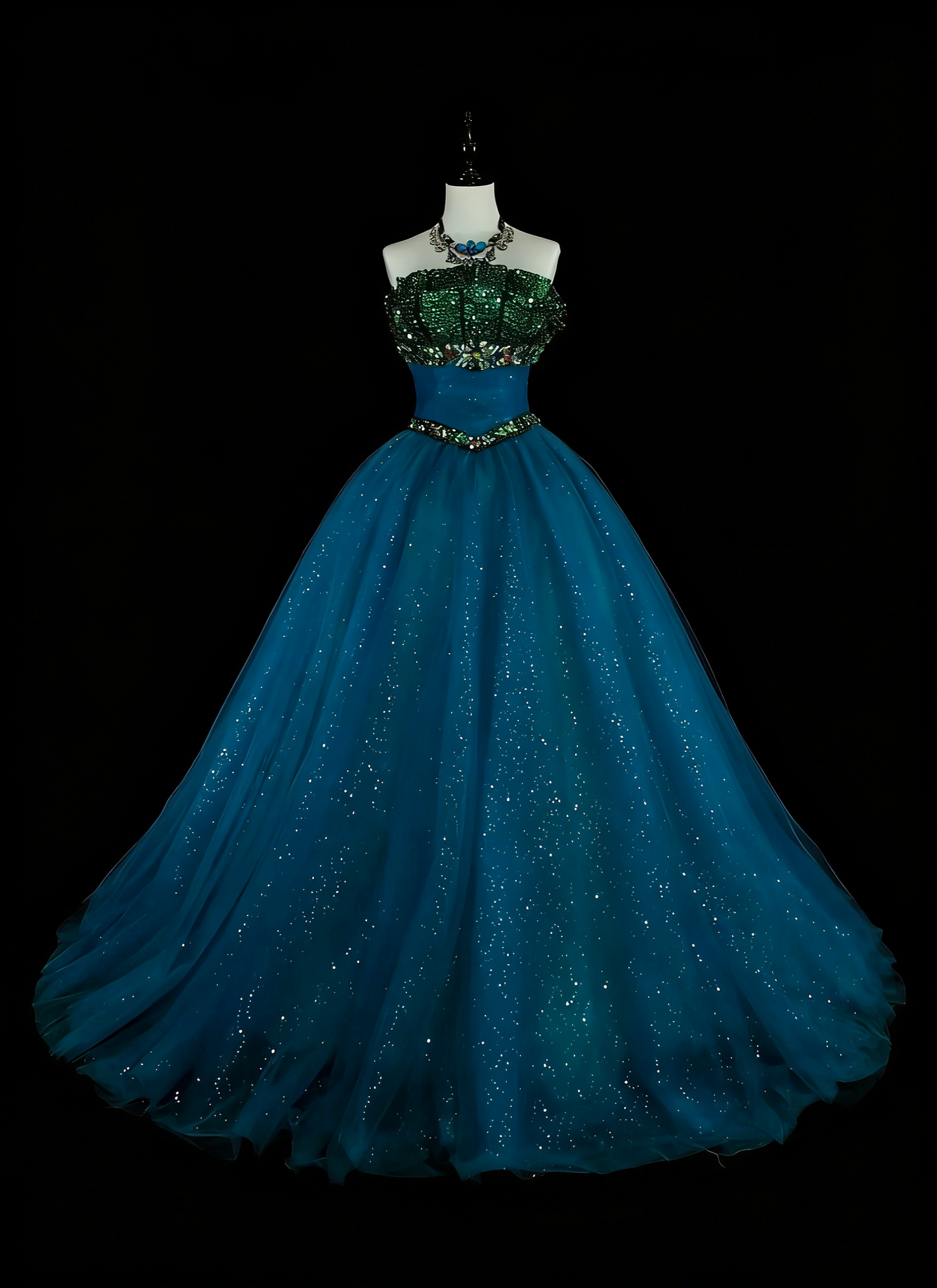 Vintage Ballkleid, trägerlos, blauer Tüll, Sweet 16 Kleider, Quinceañera Kleid, lang, Vestidos De Fiesta N1478