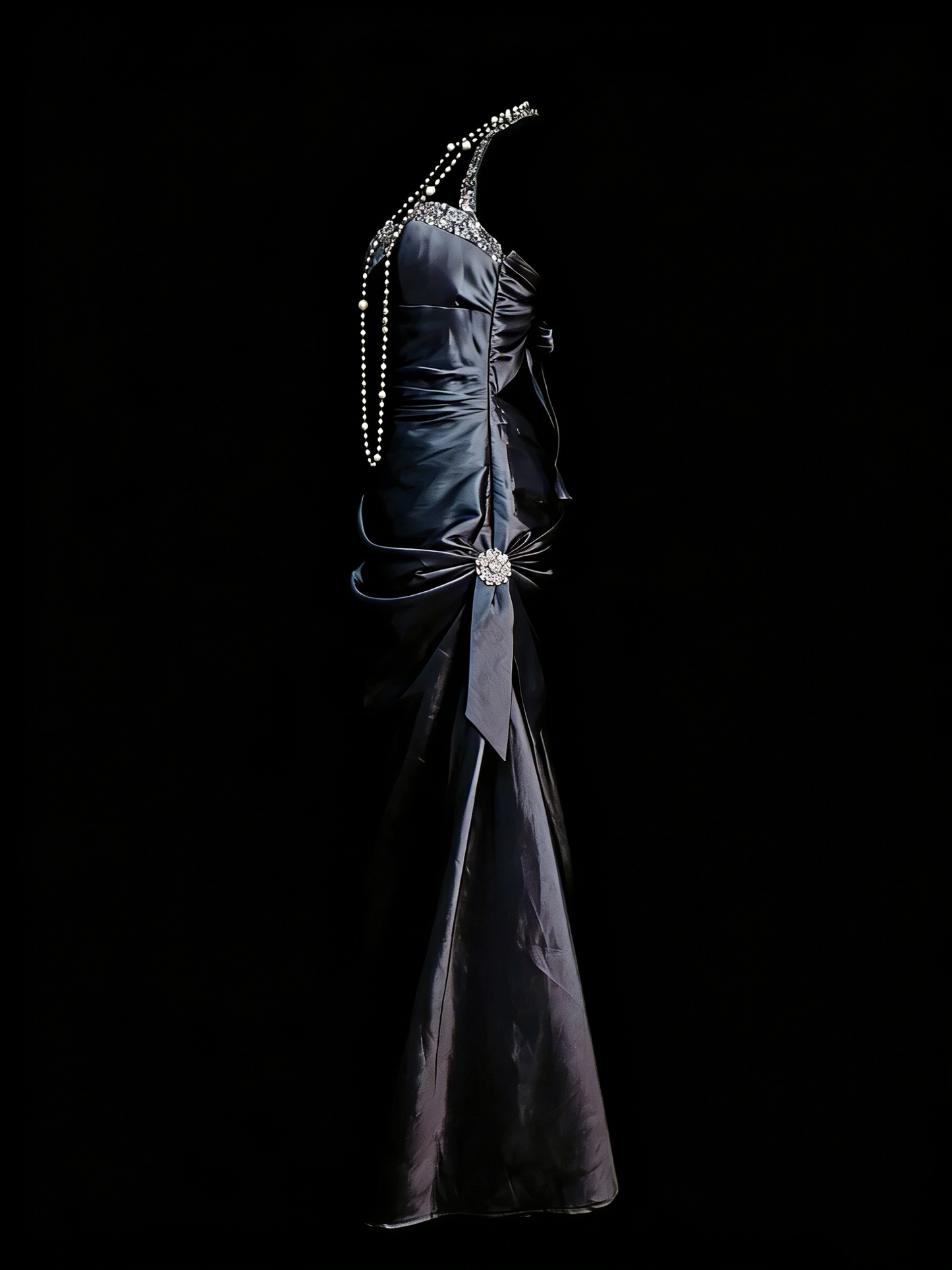 Robe de soirée sirène longue en satin gris avec col en V et dos nu, style rétro des années 60, pour bal de promo, modèle N2138