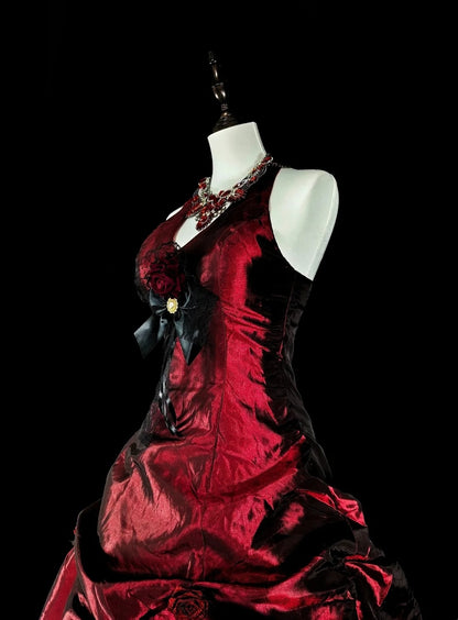 Vintage Ballkleid Neckholder Burgunder Taft Sweet 16 Kleider Quinceanera Kleid Lang 15 Vestidos De Fiesta N1828