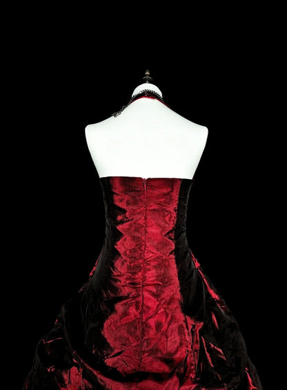 Vintage Ballkleid Neckholder Burgunder Taft Sweet 16 Kleider Quinceanera Kleid Lang 15 Vestidos De Fiesta N1828