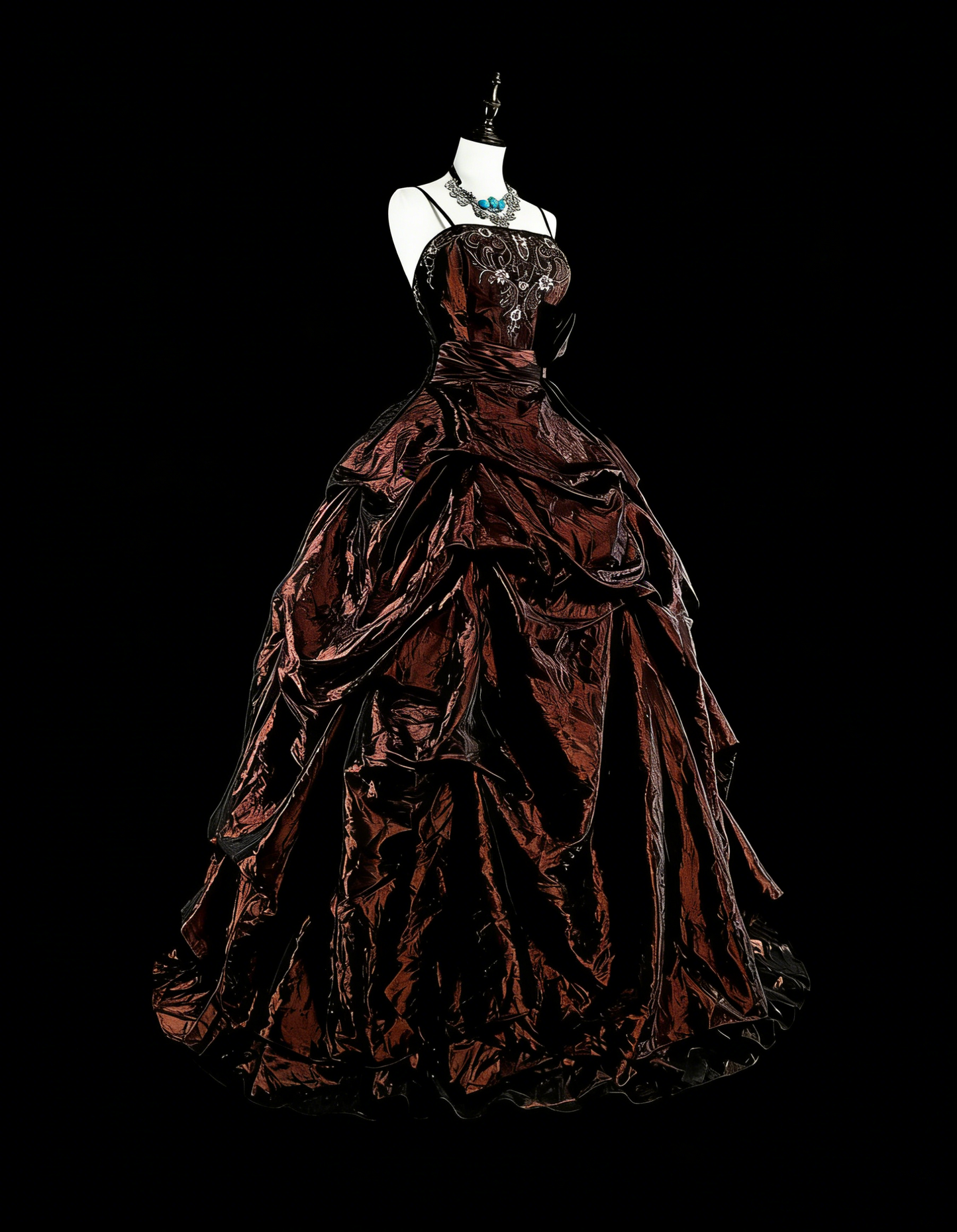 Vintage-Ballkleid mit Spaghettiträgern und Perlen, Falten, langes Abendkleid N2389