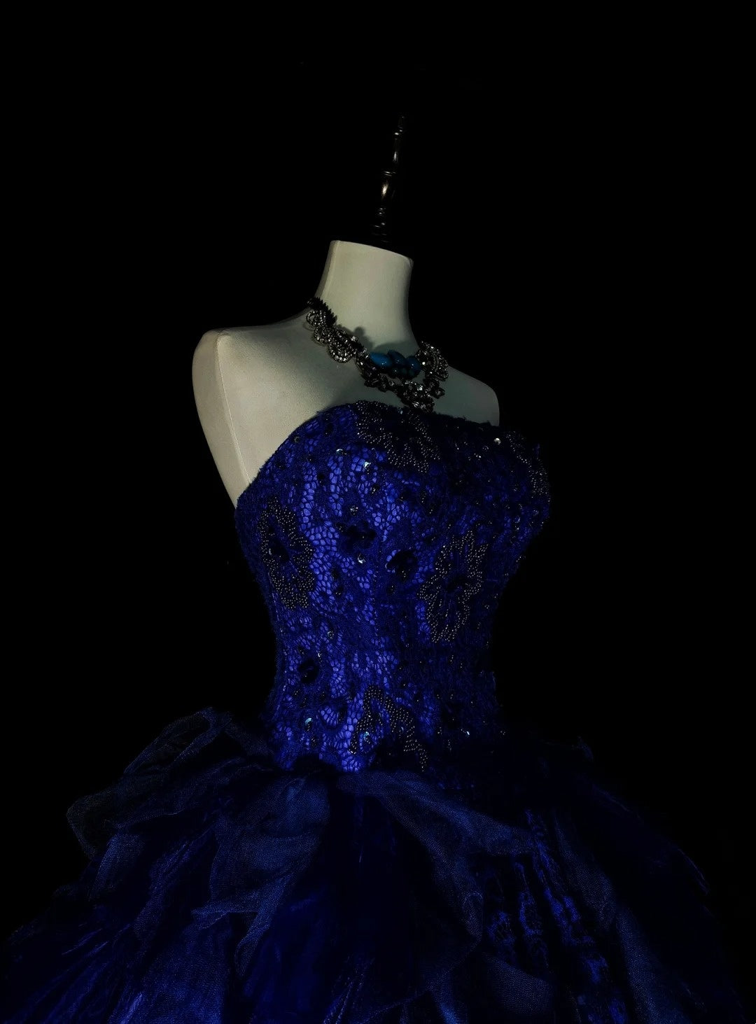 Vintage Ballkleid, trägerlos, königsblau, Tüllspitze, Sweet 16 Kleider, Quinceañera Kleid, lang, Vestidos De Fiesta N1482
