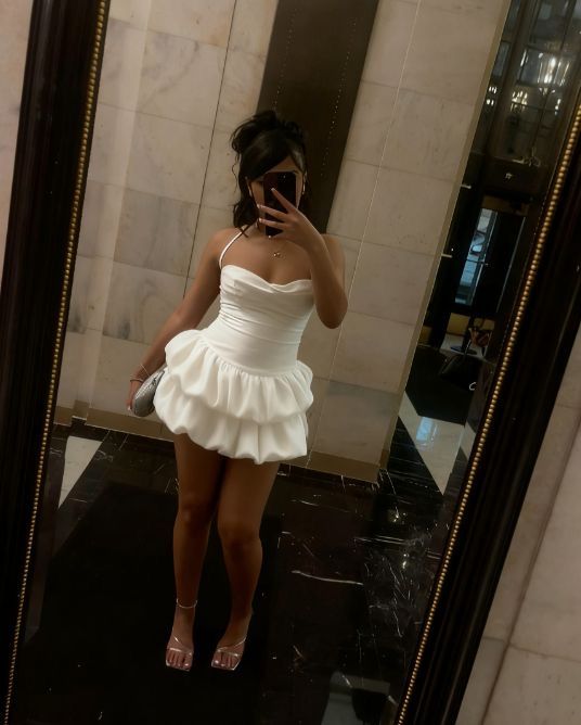 Sexy Ball Gown Tight Bodycon Halter White Black Girls With Ruffled Mini Short Inspo Hoco Dress Ideas Homecoming Dresses RB4110