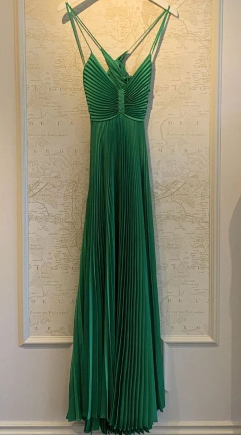 Graceful Spaghetti Strap Green Satin Open Back Prom Evening Dresses Party Gowns AB437