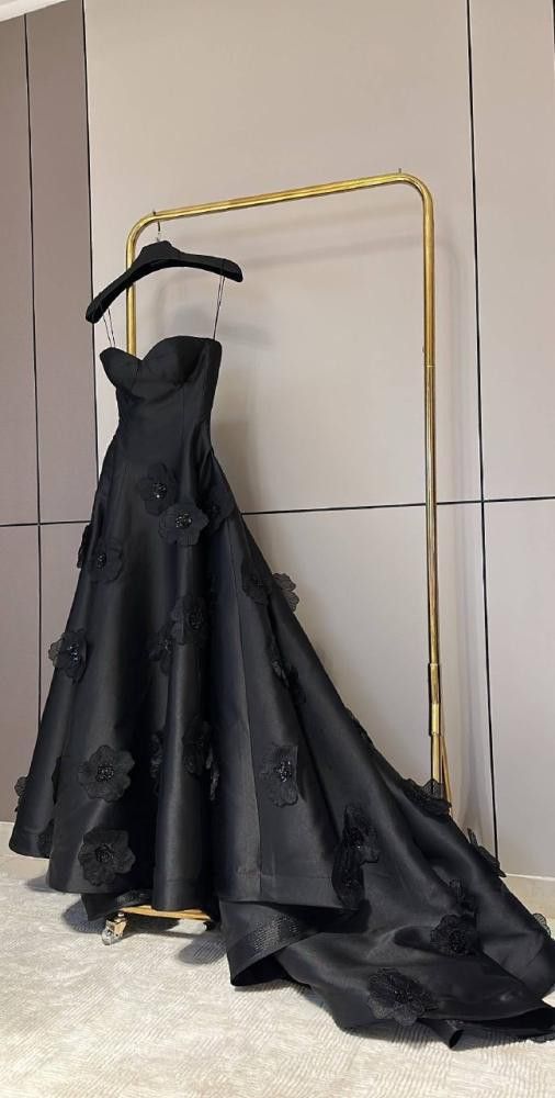 Elegantes, formelles A-Linien-Ballkleid in Marineblau mit Herzausschnitt, langes Abendkleid, schwarz mit Blumenmuster, Abendgarderobe AB770