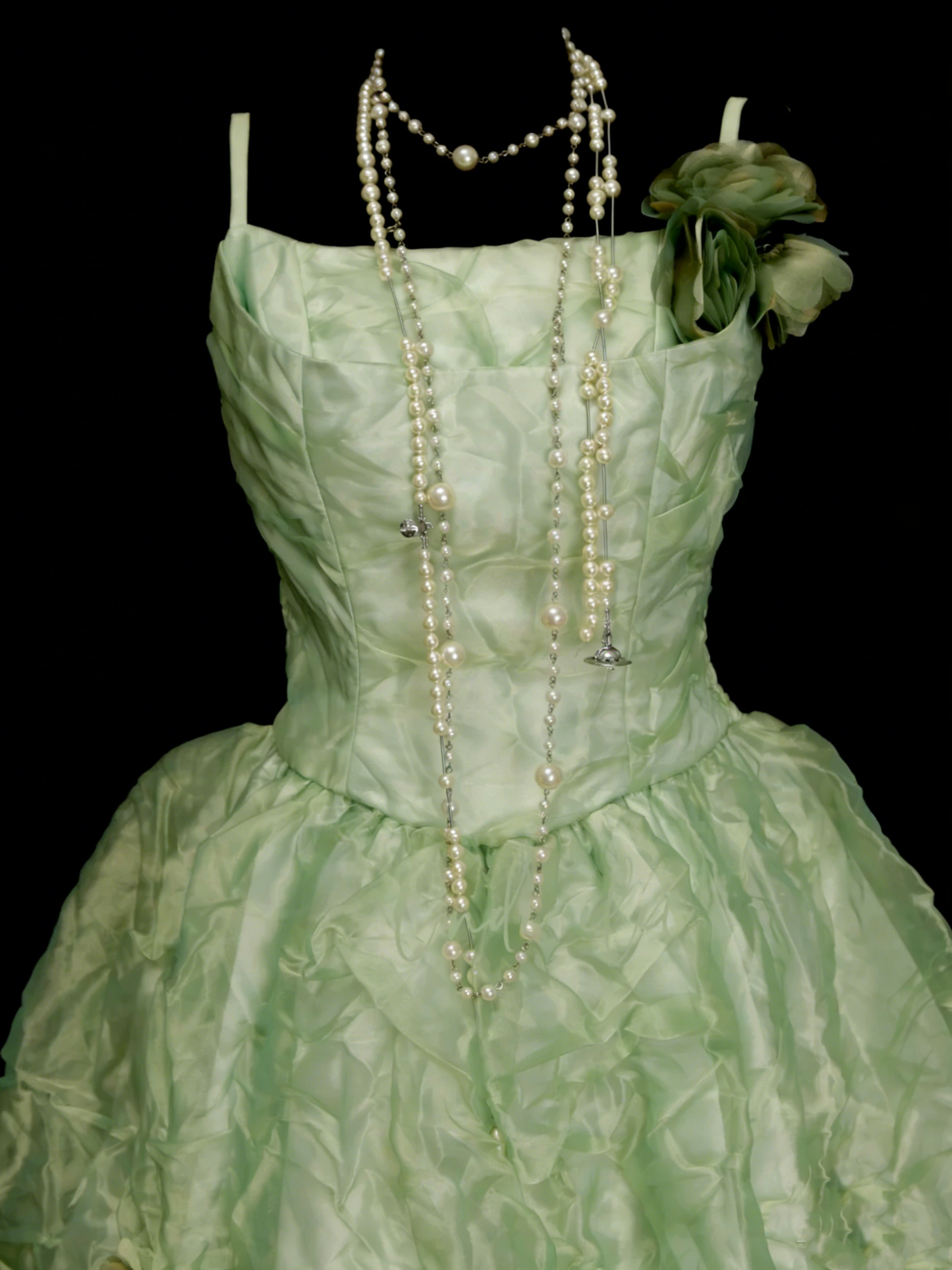 Robe de bal élégante à fines bretelles vert menthe, idéale pour une soirée étudiante ou une remise de diplômes (N1158)