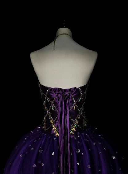Vintage Ballkleid mit Herzausschnitt, lila Tüll, Sweet 16 Kleider, Quinceanera Kleid, lang, Vestidos De Fiesta N1495