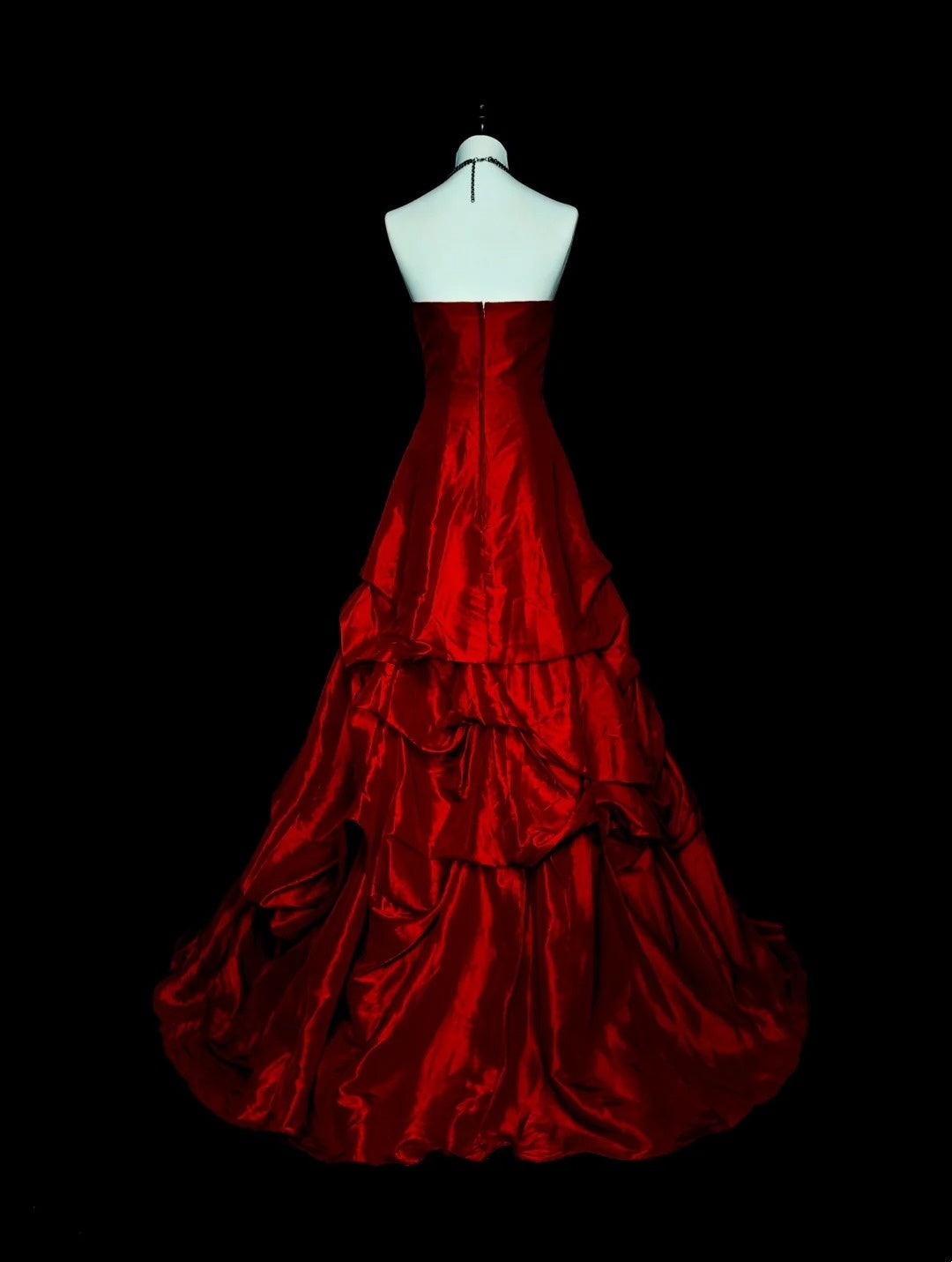 Robe de bal rétro bustier rouge en satin sans manches, style années 70, robe de soirée longue et élégante N1491