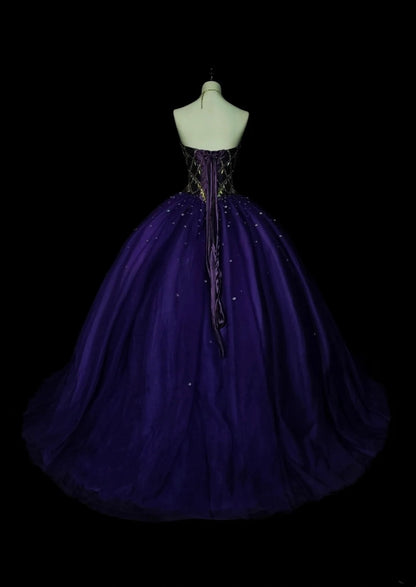 Vintage Ballkleid mit Herzausschnitt, lila Tüll, Sweet 16 Kleider, Quinceanera Kleid, lang, Vestidos De Fiesta N1495