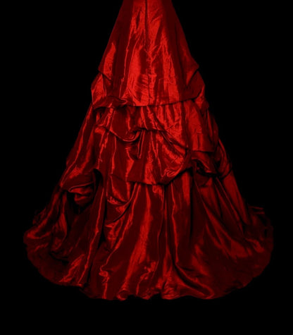 Robe de bal rétro bustier rouge en satin sans manches, style années 70, robe de soirée longue et élégante N1491
