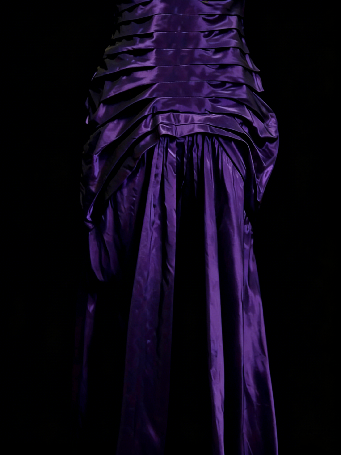 Vintage Meerjungfrauen-Abendkleid mit eckigem Ausschnitt, lila, ärmellos, 90er-Jahre-Stil mit Rüschen, langes formelles Abendkleid N1387