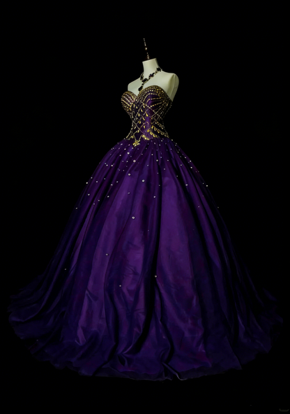 Vintage Ballkleid mit Herzausschnitt, lila Tüll, Sweet 16 Kleider, Quinceanera Kleid, lang, Vestidos De Fiesta N1495