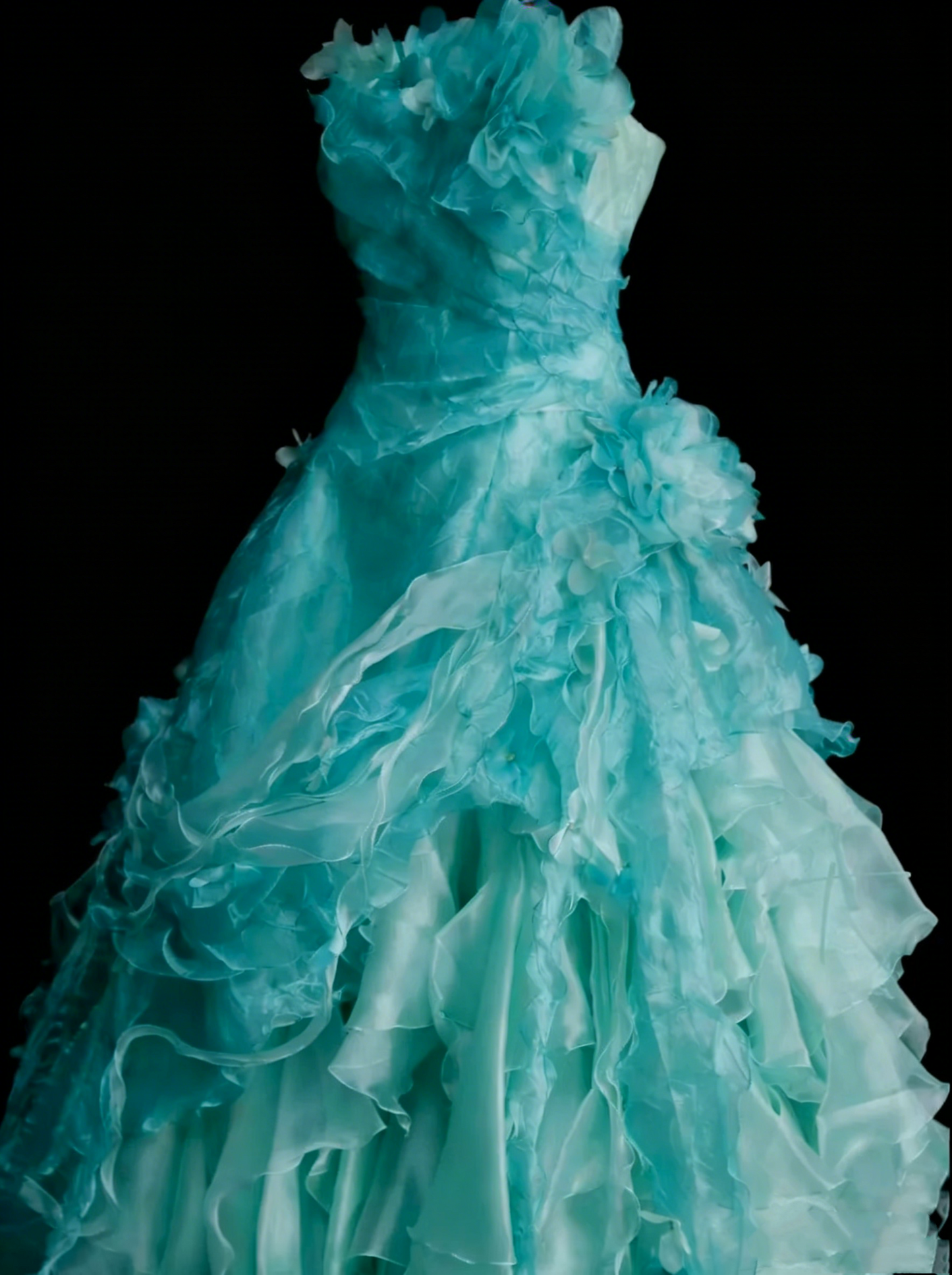 Robe de bal vintage bustier bleue à volants, robe de quinceañera longue, taille 15, Vestidos De Fiesta N1448