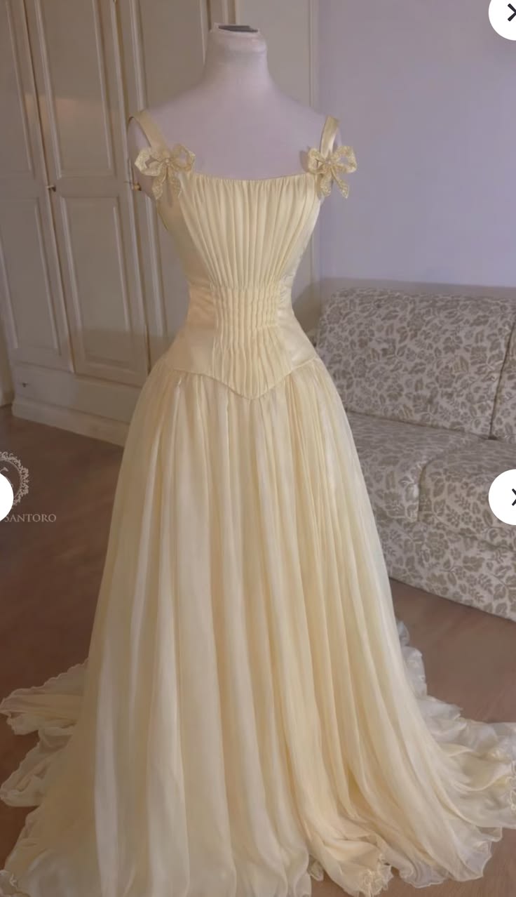 Princess A line Straps Yellow Chiffon Perfection-Formal Gown Goals Long Prom Dress Evening Party Formal Outfits RB6731