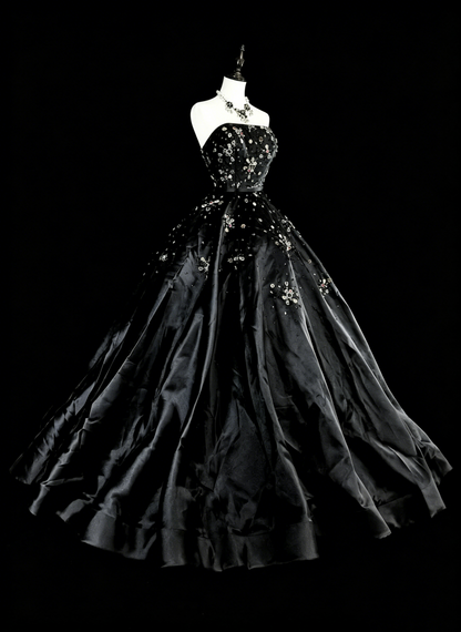 Bescheidene Ballkleider für den Abschlussball, trägerlos, aus schwarzem Tüll, Sweet 16 Kleid, formelle Abendgarderobe N3517
