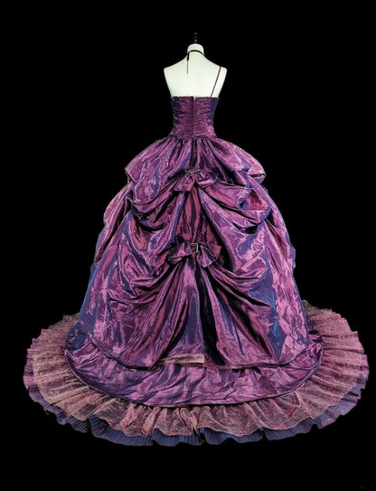 Cute Ball Gown Strapless Purple Taffeta Sweet 16 Dresses Quinceanera Dress N3414
