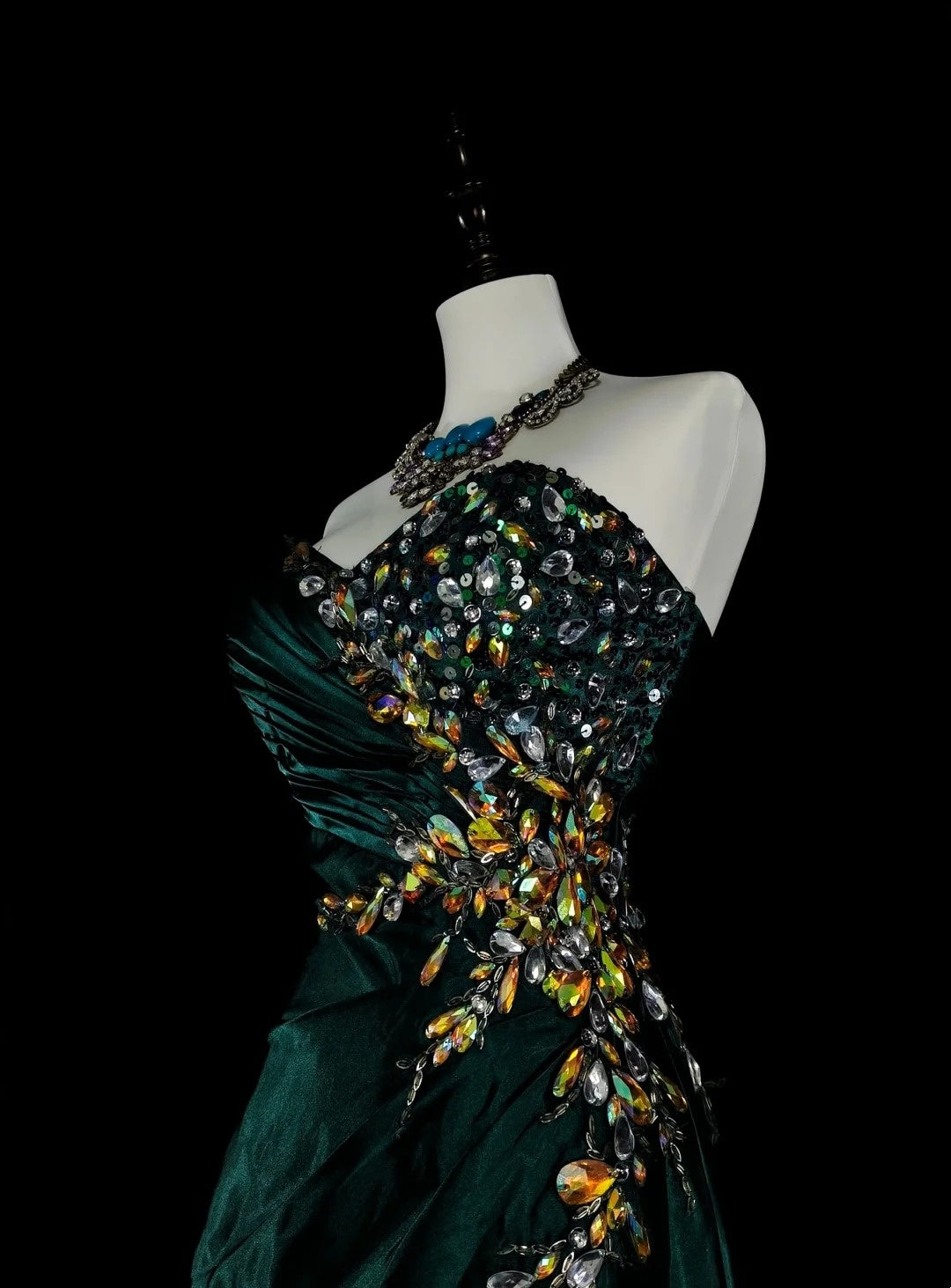Vintage Meerjungfrauen-Abendkleid mit Herzausschnitt, dunkelgrüner Satin, ärmellos, 90er-Jahre-Stil, Inspiration, langes formelles Partykleid N1498