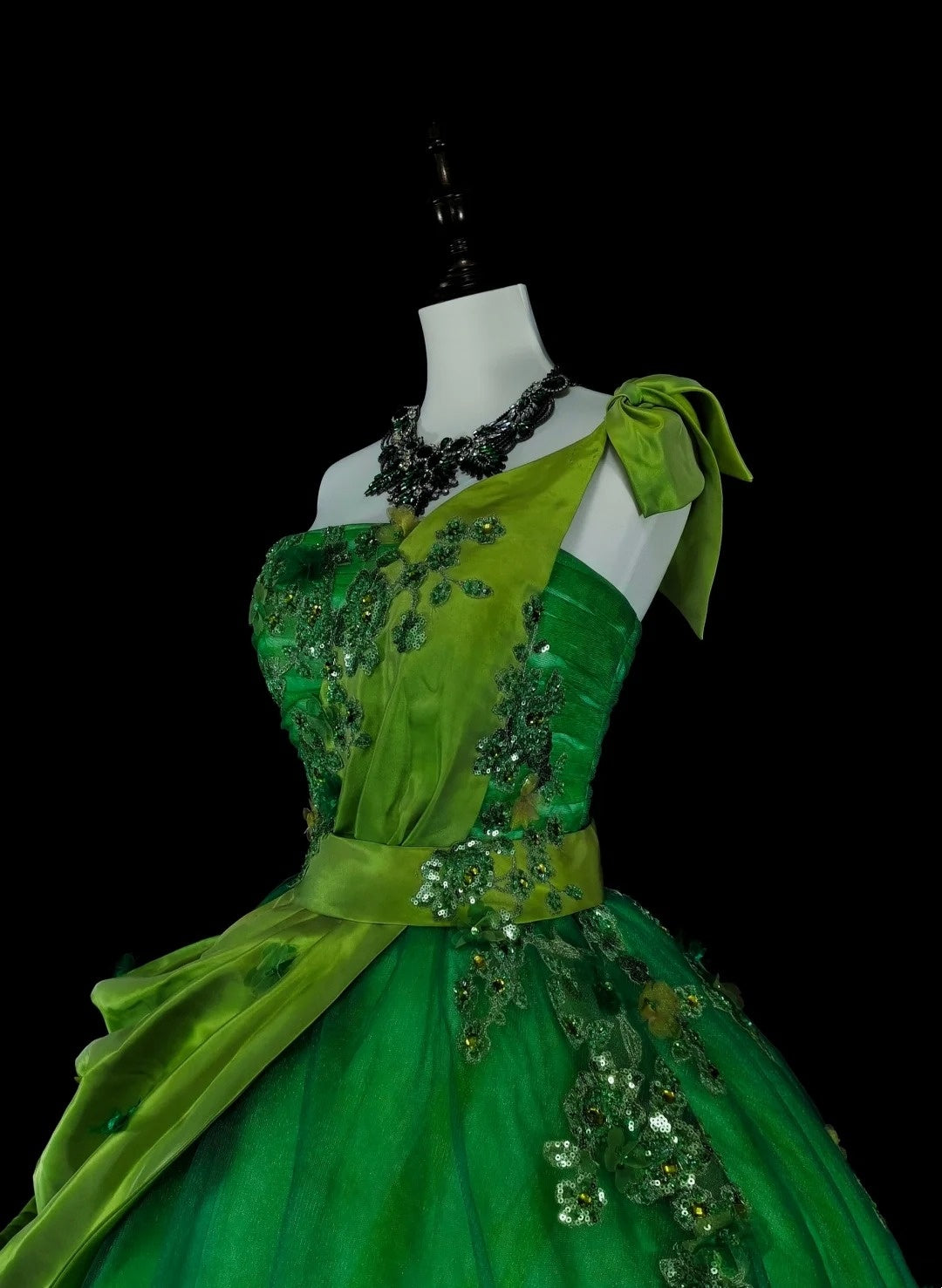 Vintage Ballkleid, schulterfrei, grüner Tüll mit Rüschen, Sweet 16 Kleider, Quinceañera Kleid, lang, Vestidos De Fiesta N1463