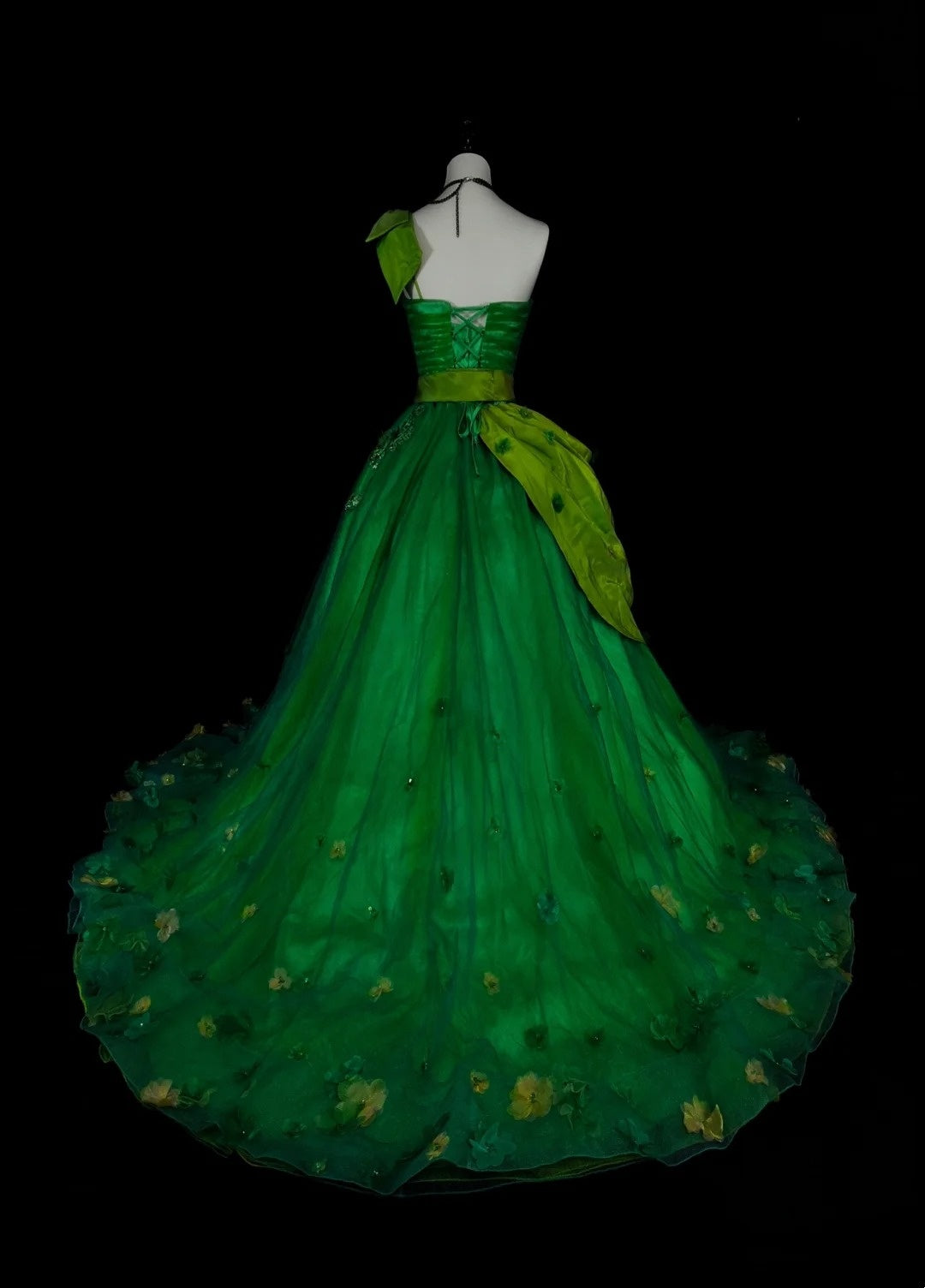 Vintage Ballkleid, schulterfrei, grüner Tüll mit Rüschen, Sweet 16 Kleider, Quinceañera Kleid, lang, Vestidos De Fiesta N1463