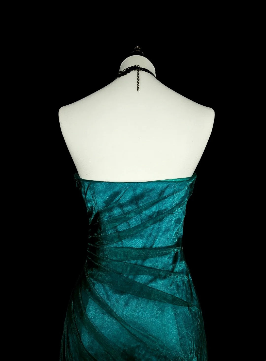 Vintage Ballkleider Ästhetik 1970er Retro Meerjungfrau Grünes Satin Langes Abendkleid N2150