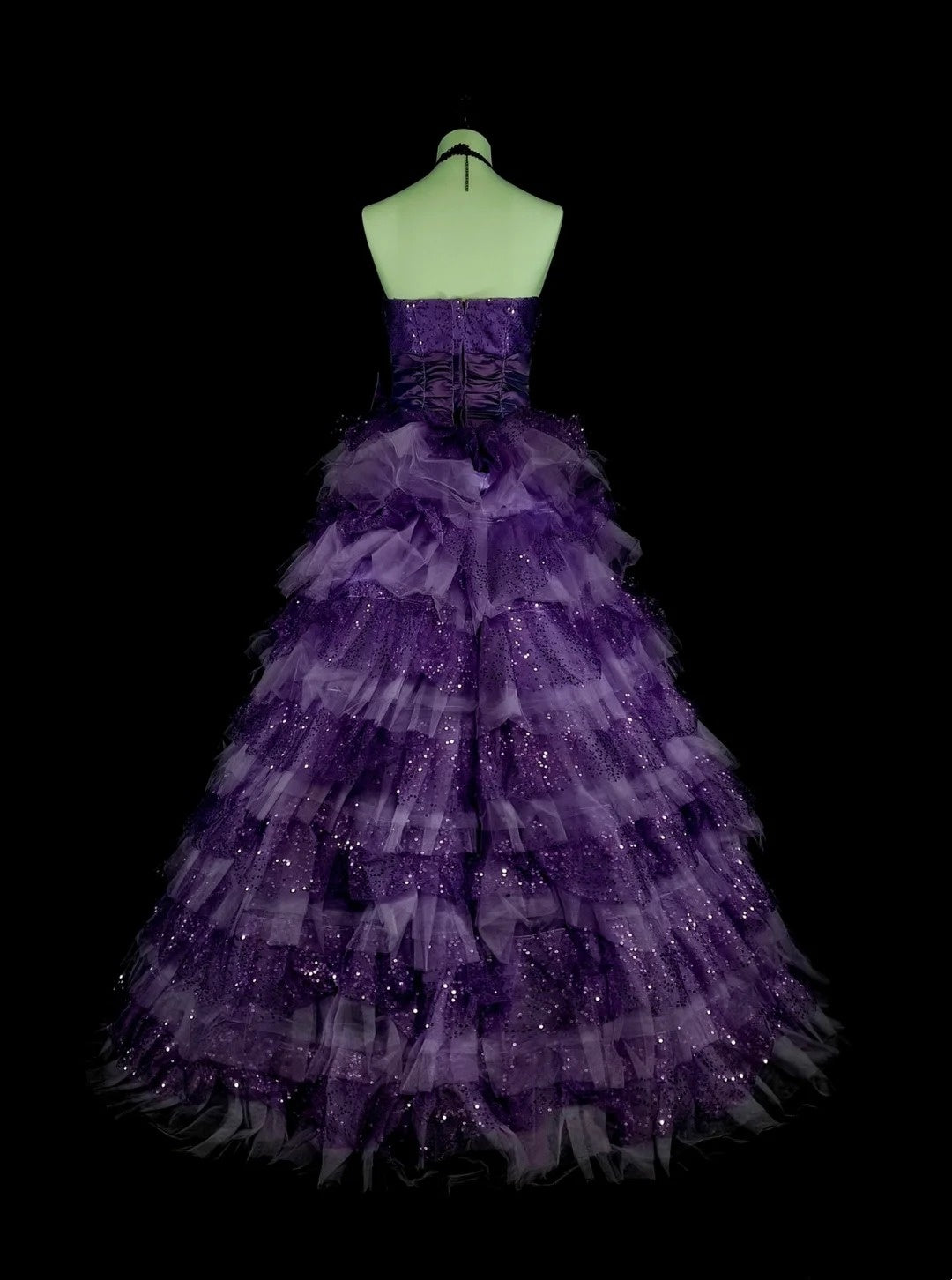 Vintage Ballkleid, trägerlos, lila Tüll, gestuft, Sweet 16 Kleider, Quinceañera Kleid, lang, Vestidos De Fiesta N1496