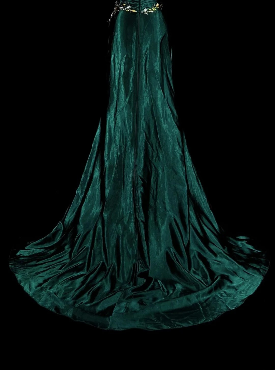 Vintage Meerjungfrauen-Abendkleid mit Herzausschnitt, dunkelgrüner Satin, ärmellos, 90er-Jahre-Stil, Inspiration, langes formelles Partykleid N1498