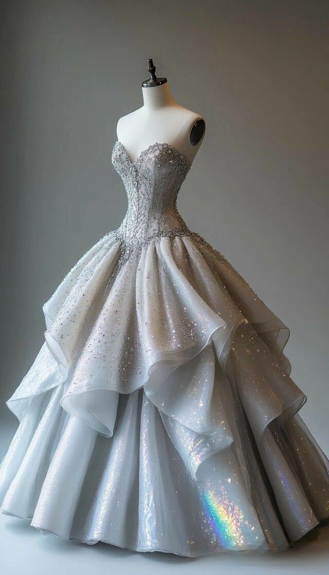 Modest Ball Gown Sweetheart With Silver Beads Prom Dresses Long Party Dress Evening Dresses AB1127