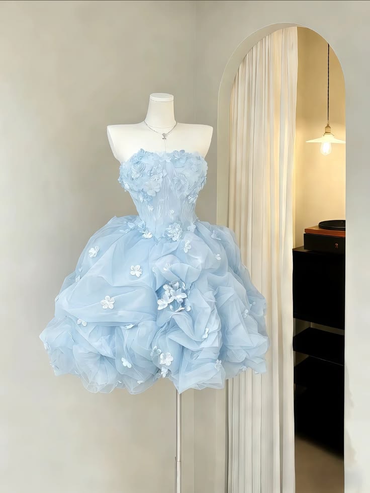 Hübsches Ballkleid Süße Herzform Hellblau Kurz Mini Homecoming Kleider Cocktailkleid N2428