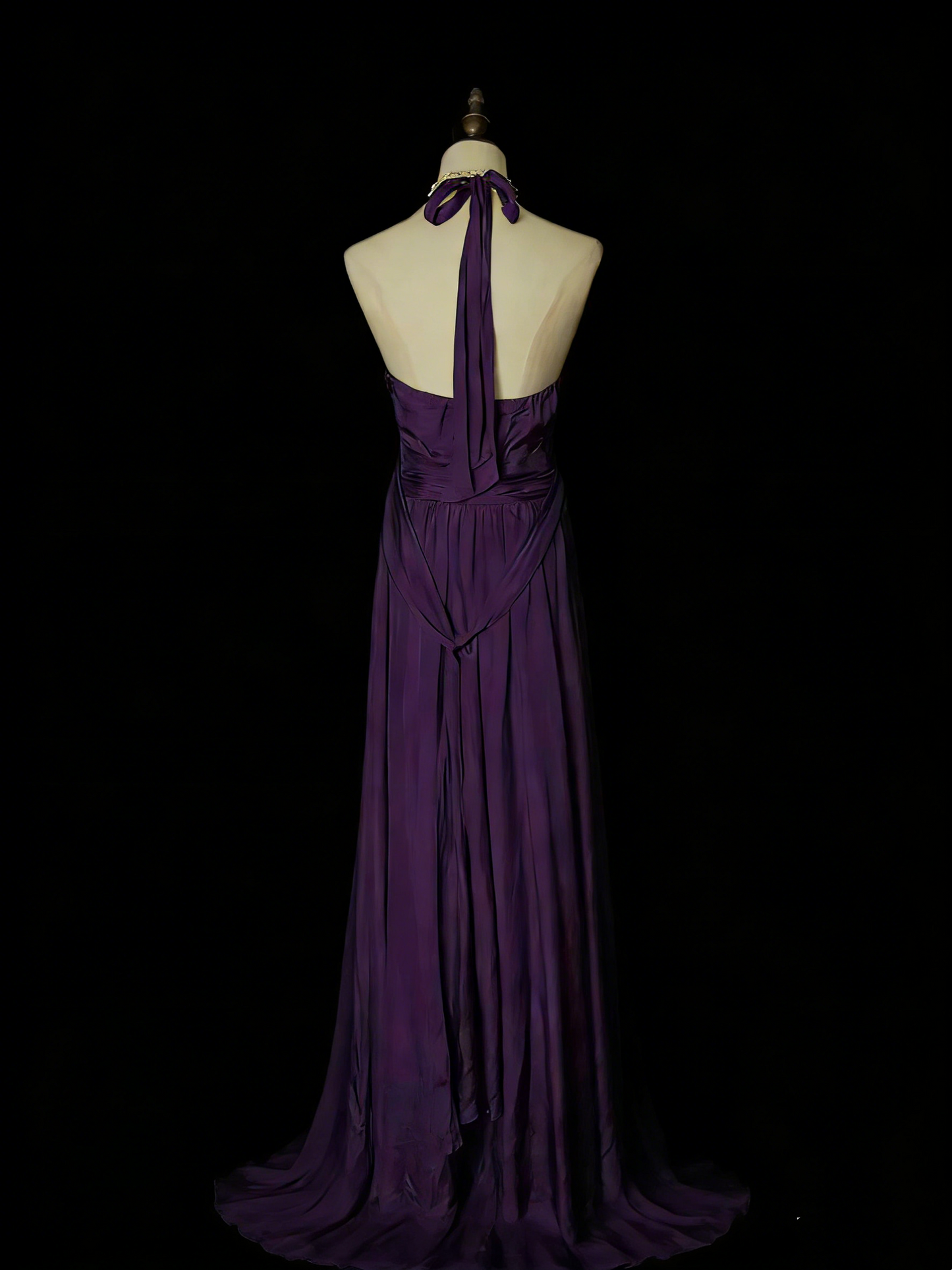 Einfaches, lila A-Linien-Abendkleid im 80er-Jahre-Stil mit V-Ausschnitt, langes formelles Kleid für die High School, N1330