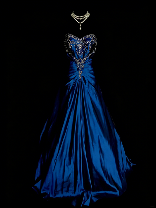 Vintage Ball Gown Sweethart Royal Blue With Beads College Formal Outfit Long Prom Graduation Dresses For Teens N1314