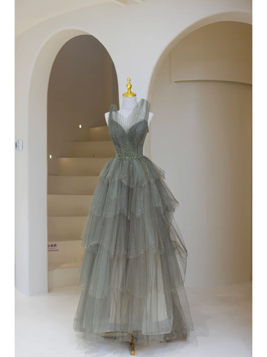 Cute Ball Gown Sweetheart Tulle Long Prom Dresses Impress 19th Birthday Outfits Prom Gown AB864