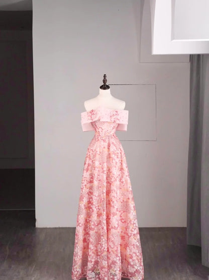 Elegantes, schulterfreies, langes, pinkfarbenes Pailletten-Abendkleid in A-Linie für Teenager, formelles Abendkleid N1079