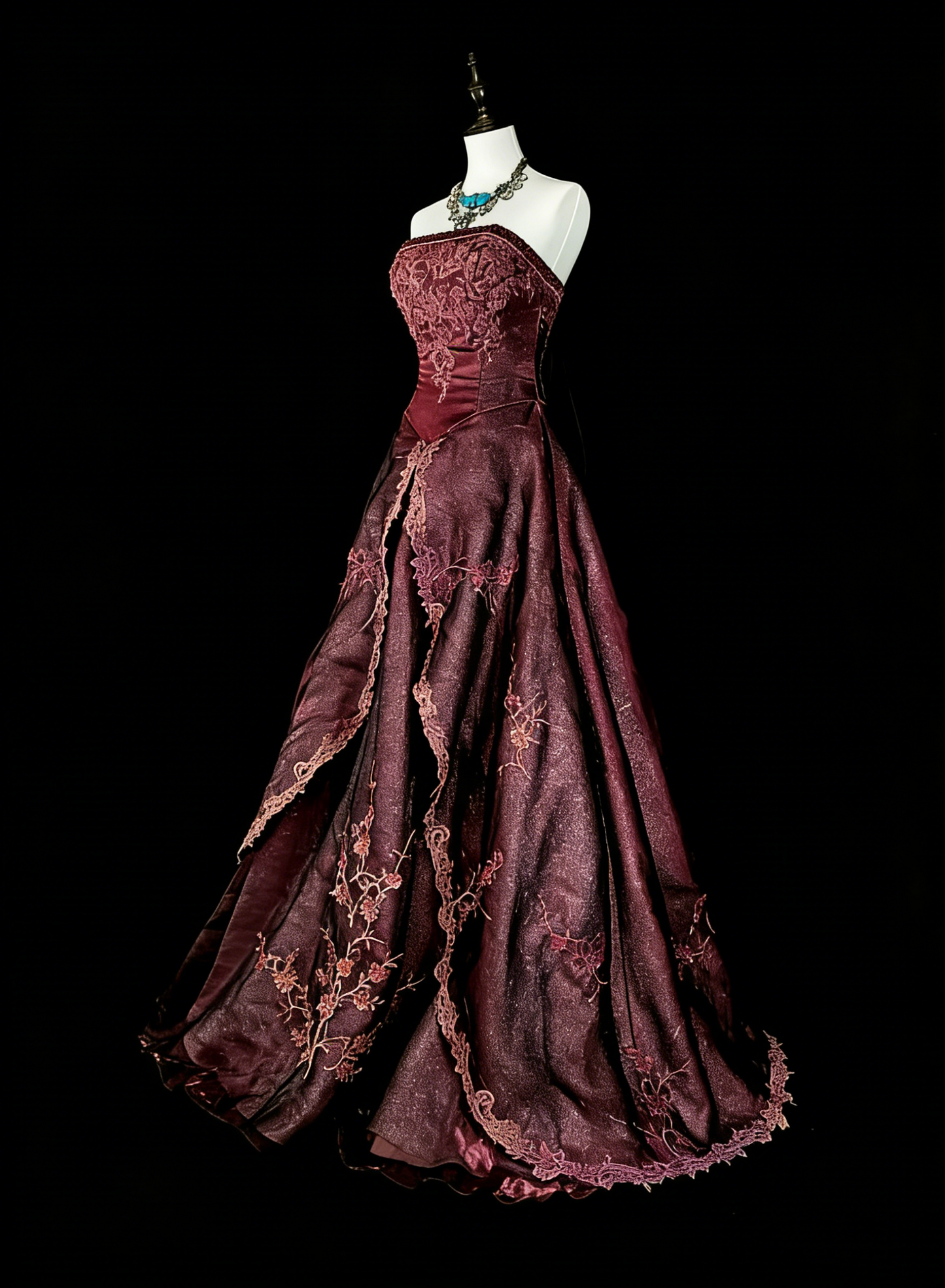 Robe de bal vintage, style rétro années 50, élégante et bustier, longue, marron, inspiration N1994