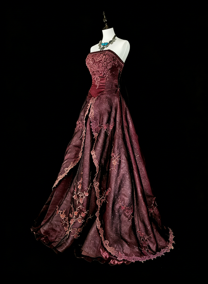 Robe de bal vintage, style rétro années 50, élégante et bustier, longue, marron, inspiration N1994