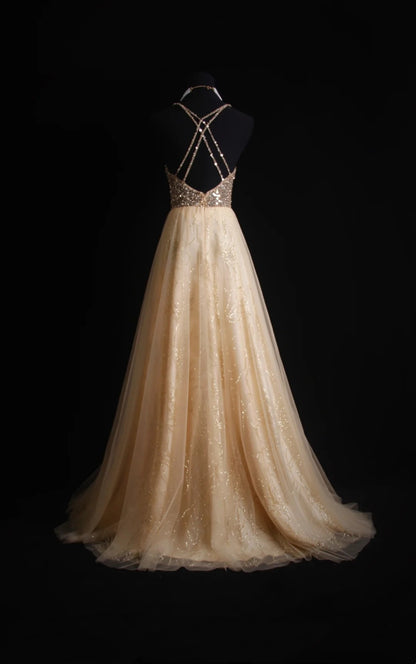 Retro-A-Linien-Kleid mit Spaghettiträgern, Tüll- und Perlenbesatz am Oberteil, langes Ballkleid im Stil der 1950er Jahre, Inspiration für Outfits zum 18. Geburtstag, formelles Kleid N495