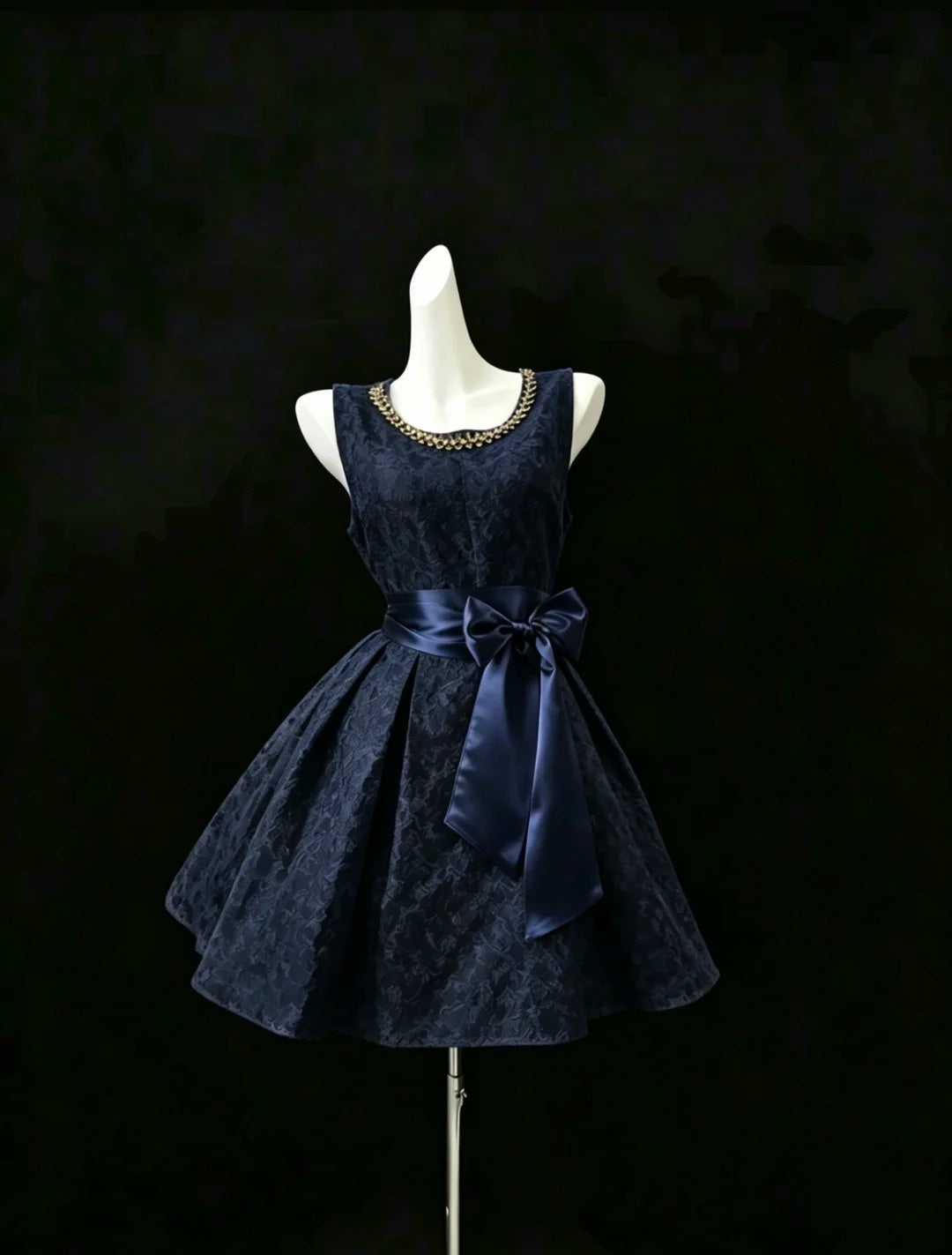 Robes de bal modestes en satin bleu marine, robes de graduation courtes pour lycée, pour élèves de 3ème, inspiration robe de bal de promo RB3311