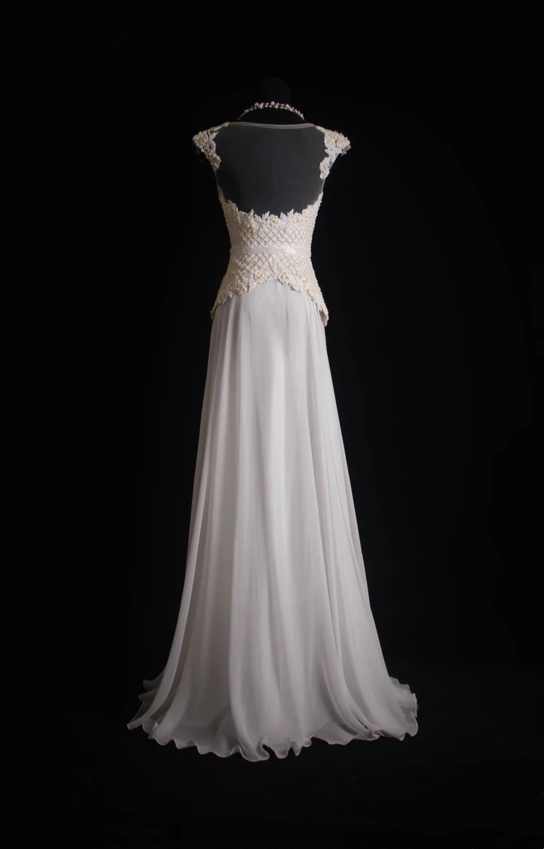 Robe de bal longue blanche en mousseline, coupe trapèze rétro, inspiration pour un 18e anniversaire, robe de soirée N488