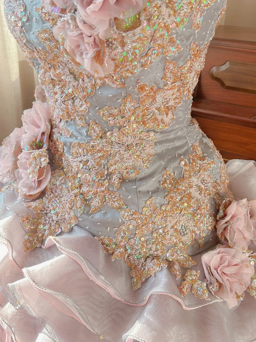 Cute  Ball Gown Strapless With Layers Tiered Sweet 16 Dresses Long 15 Vestidos De Fiesta N2267