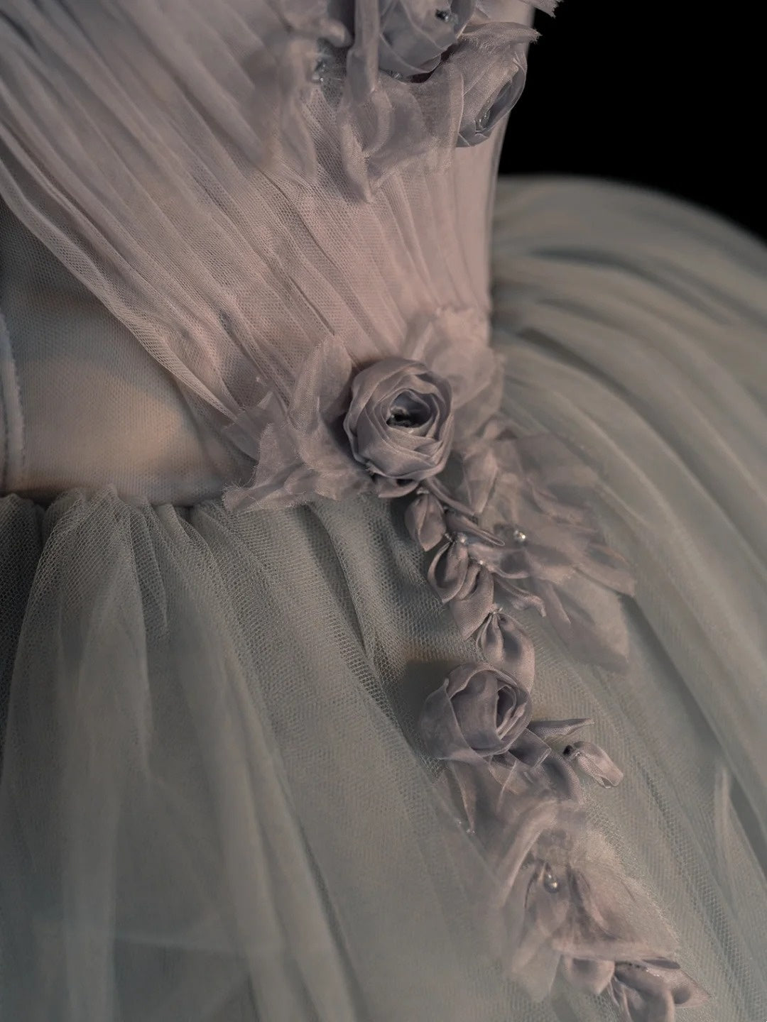 Robe de bal modeste à épaules dénudées en tulle argenté, inspiration robes de soirée, robe de princesse formelle N1280