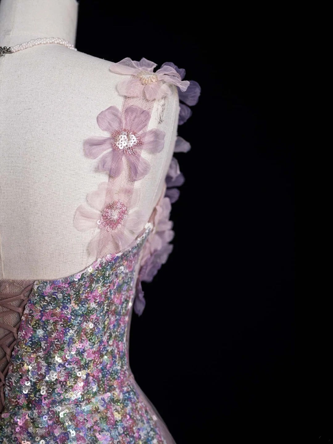 Robe de bal longue élégante à bretelles spaghetti et sequins roses, coupe trapèze, idéale pour les soirées formelles (Vestidos De Dia N766)