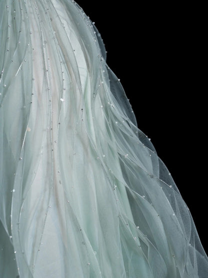 Funkelndes, mintgrünes Pailletten-Abendkleid in A-Linie mit Herzausschnitt – modisches und ästhetisches Kleid für Schul- und Partyveranstaltungen, AB2230