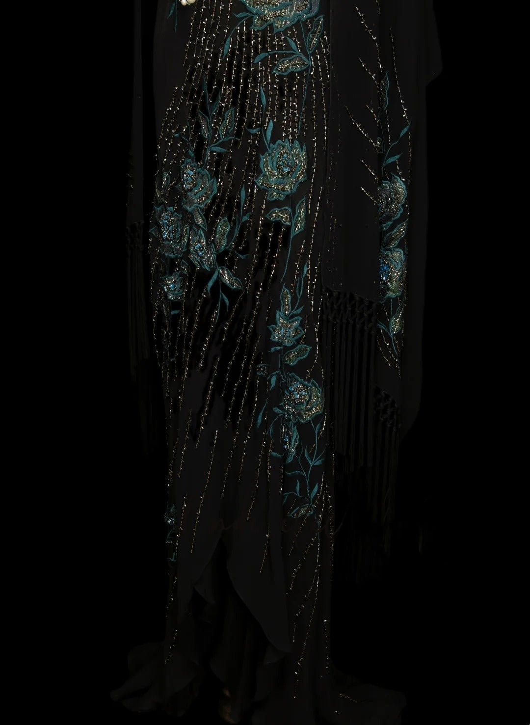 Vintage Prom Dresses Aesthetic Mermaid Halter Floral Chiffon Black With Beaded Crystals Bodice Inspo Formal Party Gowns N1824