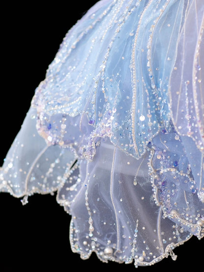 Prinzessinnen Ballkleid Trägerlos Eisblau Pailletten Kurz Mini Homecoming Kleider Hoco Kleider N2841