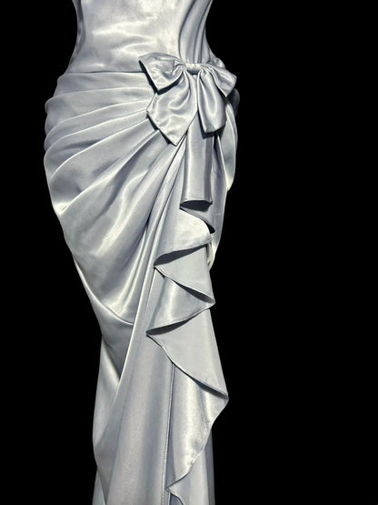 Robes de bal de rêve des années 90 Sirène Asymétrique Lilas sans manches Tenues de soirée formelles N3796