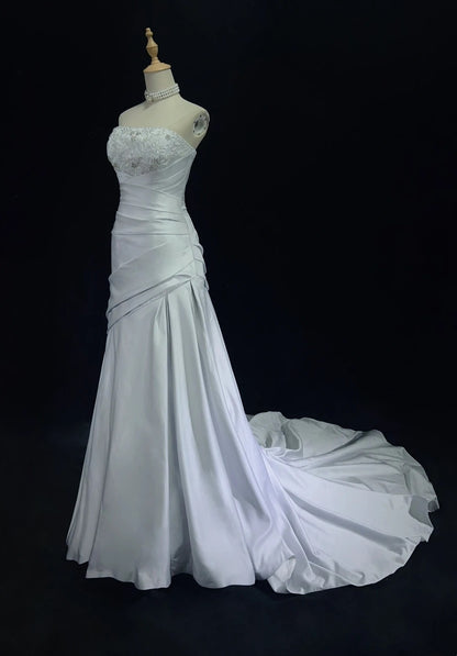 Bescheidene Abschlussballkleider Meerjungfrau One Shoulder Hellblau Satin Mit Spitze Langes formelles Tanzkleid N3000